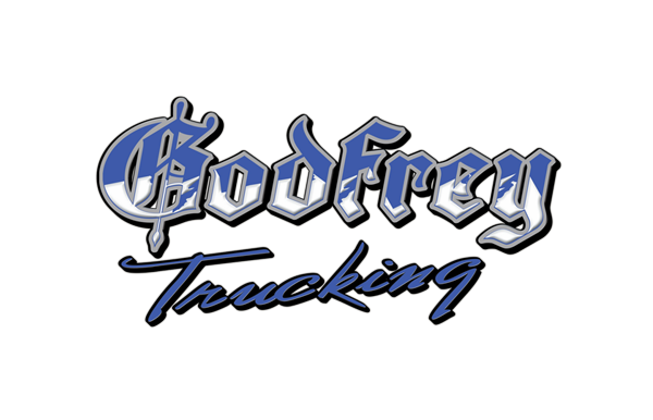 Logo design for Godfrey trucking featuring vinyl decals and fleet graphics.