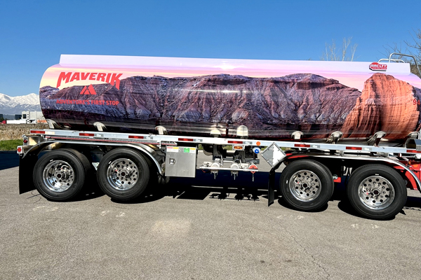 Tanker wrap photo - MAC LTT fuel tanker with Maverick graphics